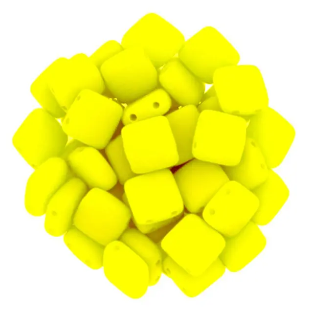 Χάντρα Tile - Bright Neon Yellow 6mm ~29τεμ