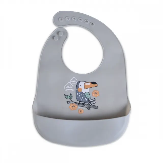 Σαλιάρα Σιλικόνης με Τσέπη Rooibos Cangaroo Grey 3800146267834 2