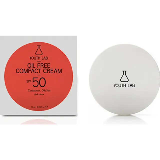 Youth Lab. Oil Free Compact Cream SPF 50 Combination/Oily Skin Dark Color Αντηλιακή Κρέμα Προσώπου Σκούρας Απόχρωσης, 10gr 2