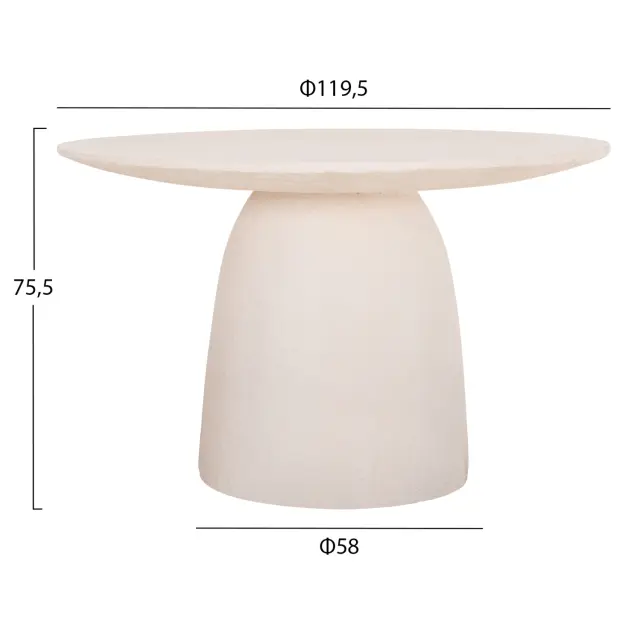 ΤΡΑΠΕΖΙ ΤΡΑΠΕΖΑΡΙΑΣ ΣΤΡΟΓΓΥΛΟ FB918154.02 FIBER CEMENT ΛΕΥΚΟ--Φ119,5x75,5Υεκ. 2