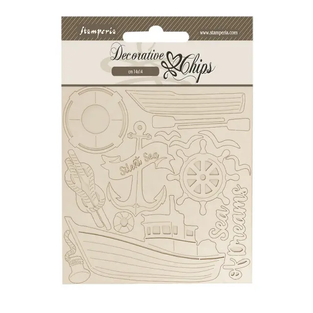 Chipboard Stamperia 14x14cm, SIlent Sea, Boat