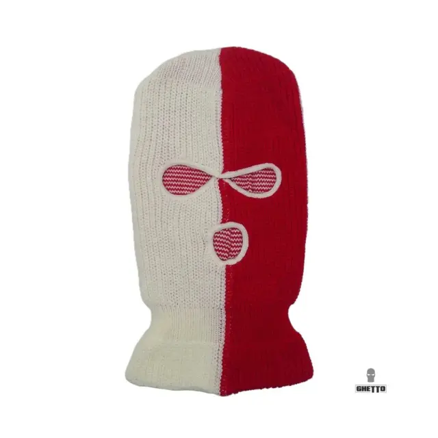 Ghetto Red/White Full Face Cover Double Color 3 Holes