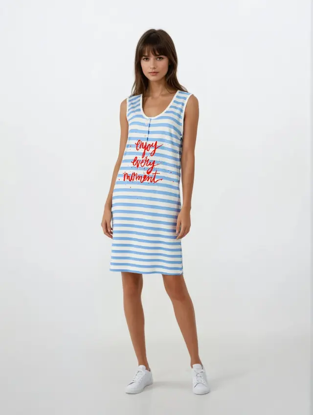 S761 - Coral - NIGHTGOWN STRIPES