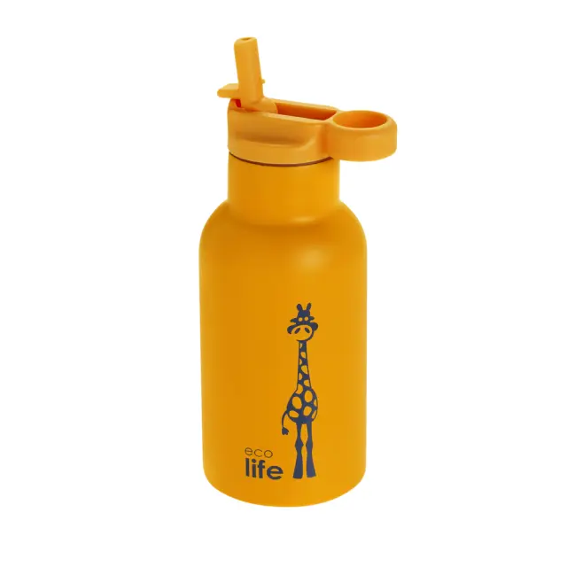 Ecolife® - Ανοξείδωτο Παιδικό Παγούρι Θερμός Animals Giraffe 350ml- Orange (33-BO-2016). 2