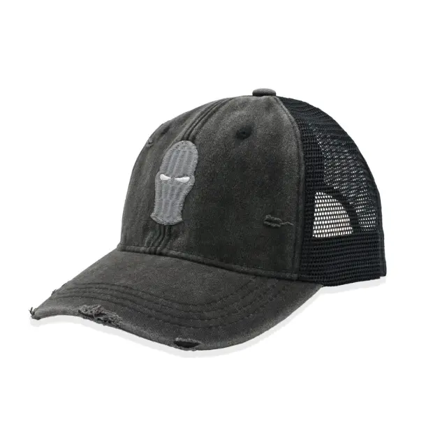 Ghetto Black 3D Mask Washed Cap I 6 Panel