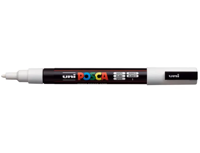 Μαρκαδόρος Σχεδίου Uni Posca PC-3M με πάχος μύτης 0.9-1.3mm - WhitePC-3M(E) - AΣΠPO