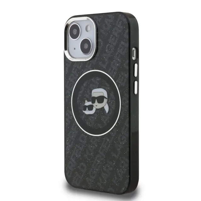 Karl Lagerfeld IML K&CH Heads Repeated Logo MagSafe Case for iPhone 15 Black 2