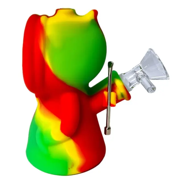 Rasta Death Silicone Pipe with Metal Spoon and Dab Container 11cm 2