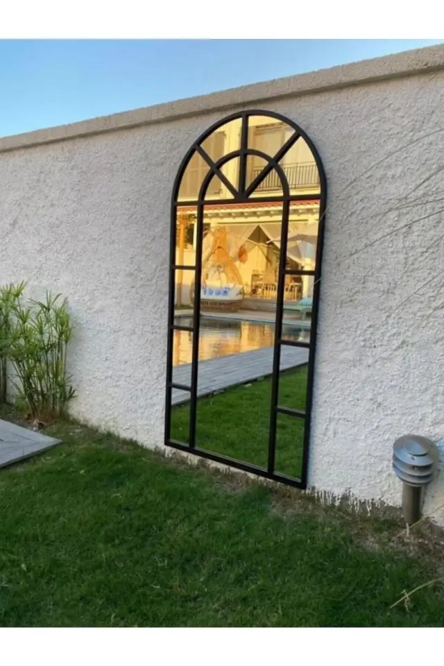Stewehome Οβάλ καθρέφτης τοίχου MDF για σαλόνι Μαύρο 73x173 cm
