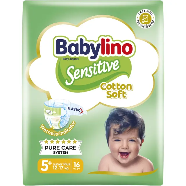 Babylino Sensitive Cotton Soft Πάνες με Αυτοκόλλητο No. 5+ για 12-17kg 16τμχ