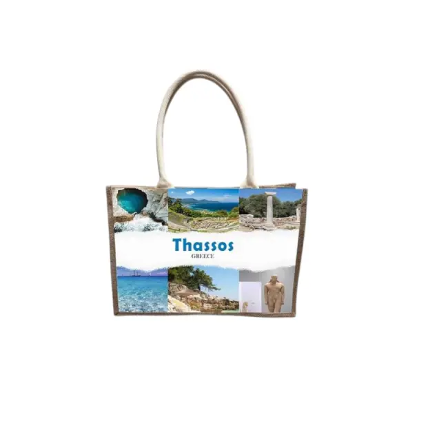 Τουριστική τσάντα λινή με κουμπί - Thassos - 36*25*16cm - 871893