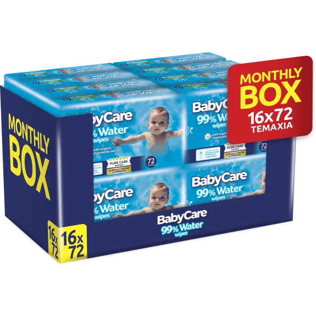 Babycare Μωρομαντηλα 99% water wipes monthly pack 16x72