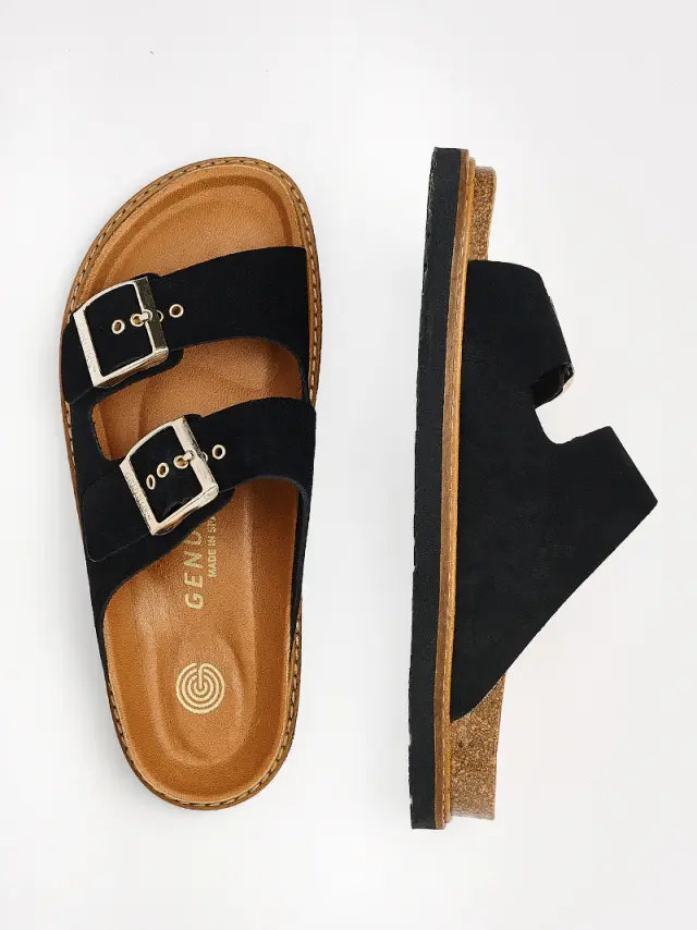 Genuins Πέδιλα Γυναικείο δέρμα suede Μαύρο GEN/HAWAII VELOUR BLACK 3
