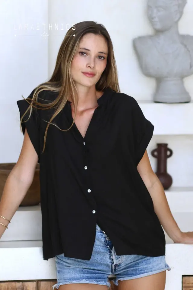 LARA ETHNICS "CLARENCE" TOP (CLARENCE-BLACK)