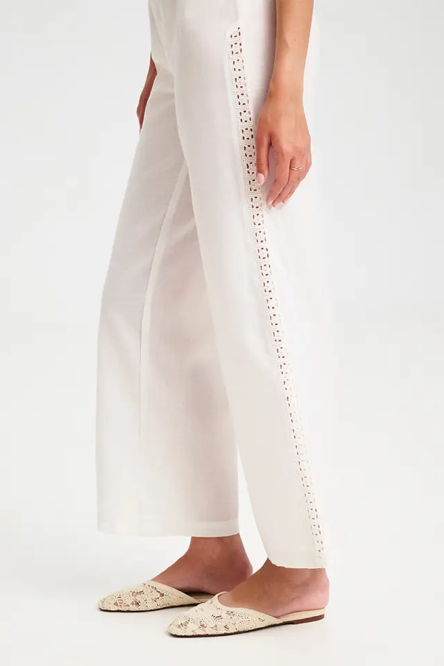 Ψηλόμεσο Παντελόνι με Δαντελένια Τρέσα CALINDA TROUSERS - XS 3