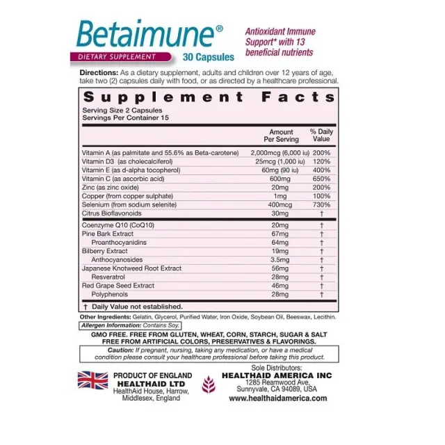 Health Aid | Betaimune Συμπλήρωμα για την Ενίσχυση του Ανοσοποιητικού | 30 κάψουλες 2