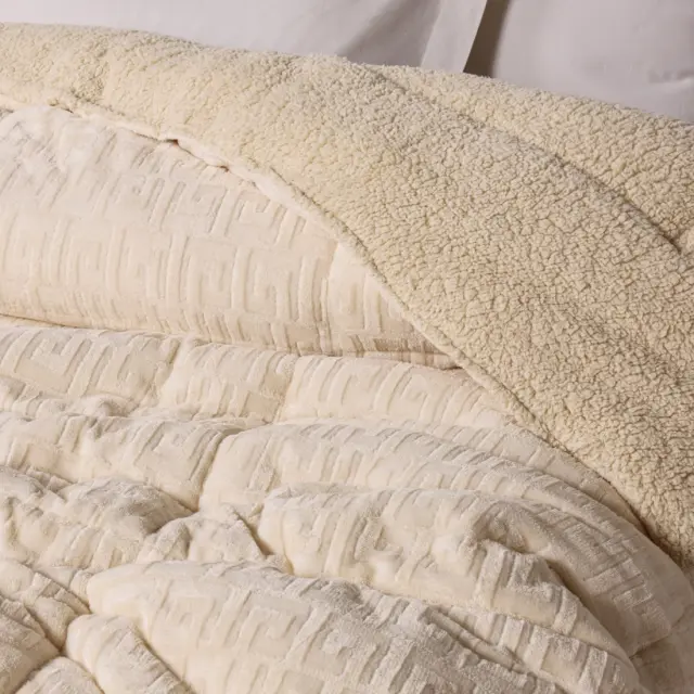 Κουβερτοπάπλωμα 220x240 Υπέρδιπλο 720gsm Fleece Sherpa Das Home 1394 Beige 100% Πολυέστερ 2