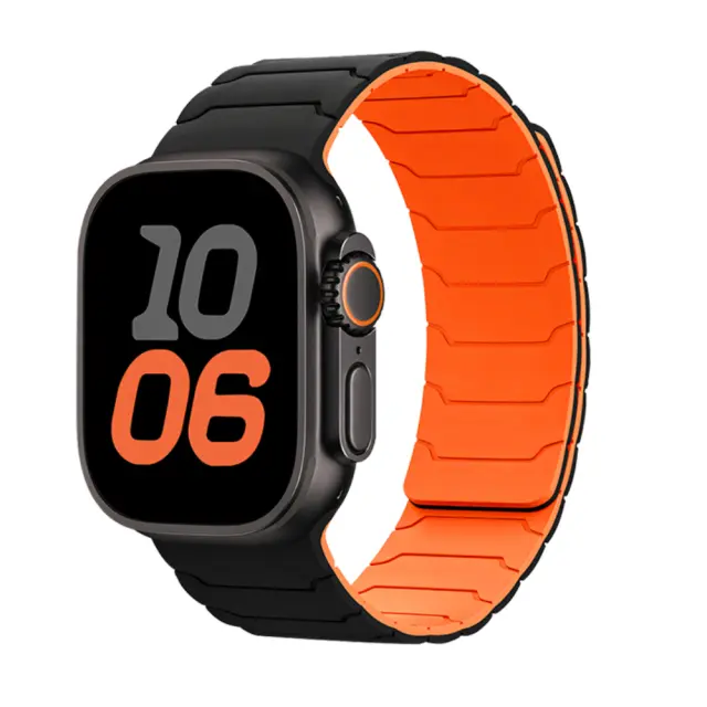 Watchband Hoco WA39 Flex Series 44/45/46/49mm Silicon Strap για Apple Watch series 1/2/3/4/5/6/7/8/9/se/ultra1/ultra2 Μαύρο με Πορτοκαλί