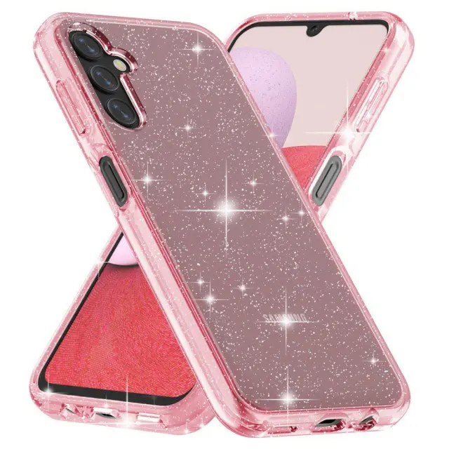 Θήκη Σιλικόνης για Samsung A14 5G Glittery Powder Διάφανη Pink ΟΕΜ 2