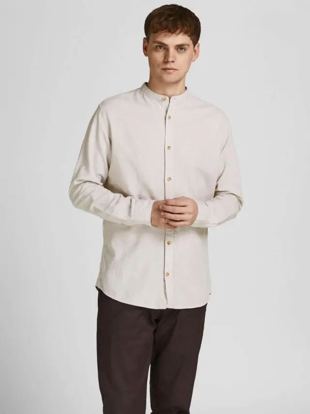 JJESUMMER BAND SHIRT L/S S22 NOOS Crockery