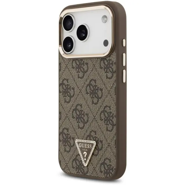Θήκη PU Guess Apple iPhone 18 Pro/ 17 Pro MagSafe Leather Diamond Triangle 4G Καφέ N71751