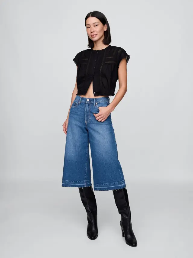 Γυναικεία Ψηλόμεση Τζιν Culotte Medium indigo