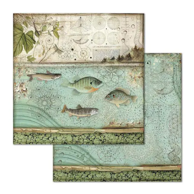 Χαρτί Scrapbooking Stamperia Διπλής Όψης - Forest Fish - 31x30cm