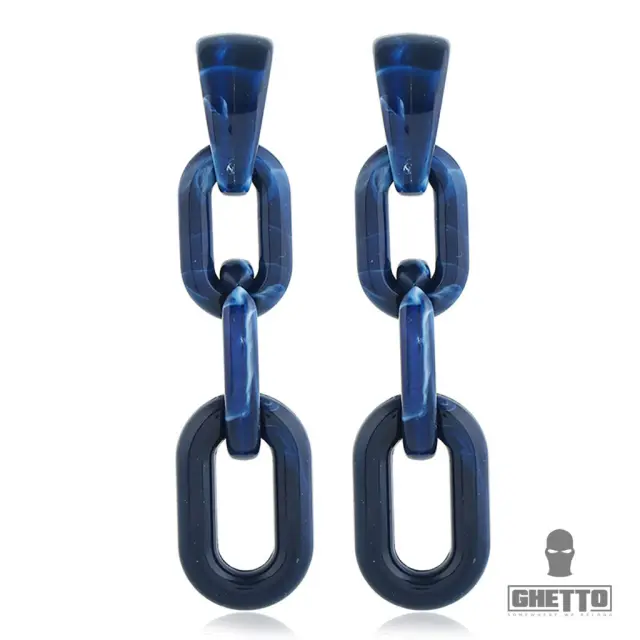Ghetto Acrylic Lock Jewelry Chain Terms Earrings Blue