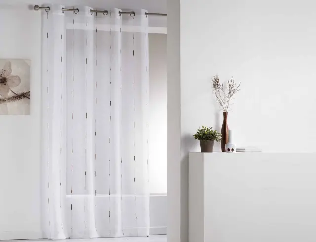 Κουρτίνα Χαμηλής Σκίασης Chenille Douceur d'intérieur με κρίκους και διαστάσεις 140x260cm 1624896