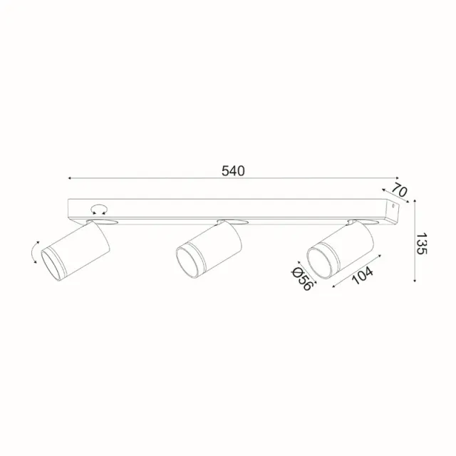 ΕΠΙΤΟΙΧΟ Φ/Σ 3XGU10 DIVINO ΜΑΥΡΟ ΑΛΟΥΜΙΝΙΟ IP20 54X7X13,5CM / RA3633SBH 2
