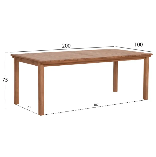 ΤΡΑΠΕΖΙ ΟΡΘΟΓΩΝΙΟ FB96616 ΞΥΛΟ TEAK--ΦΥΣΙΚΟ 200x100x75Υεκ. 2