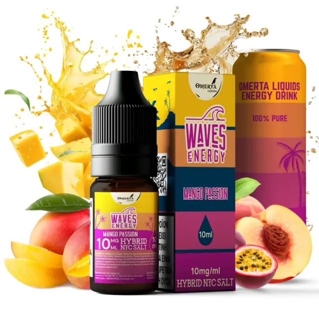 Mango Passion 10ml Hybrid Nic Salt - Waves Energy by Omerta 10mg