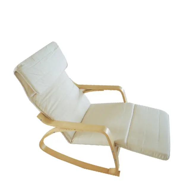 Πολυθρόνα Super Relax Ξύλο/Ύφασμα Σημύδα/Λευκό 67x127x90cm 2