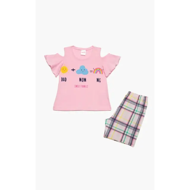 Πυτζάμα Βρεφική Καλοκαιρινή Minerva Dad Mom Me Ροζ No 3 61935-152