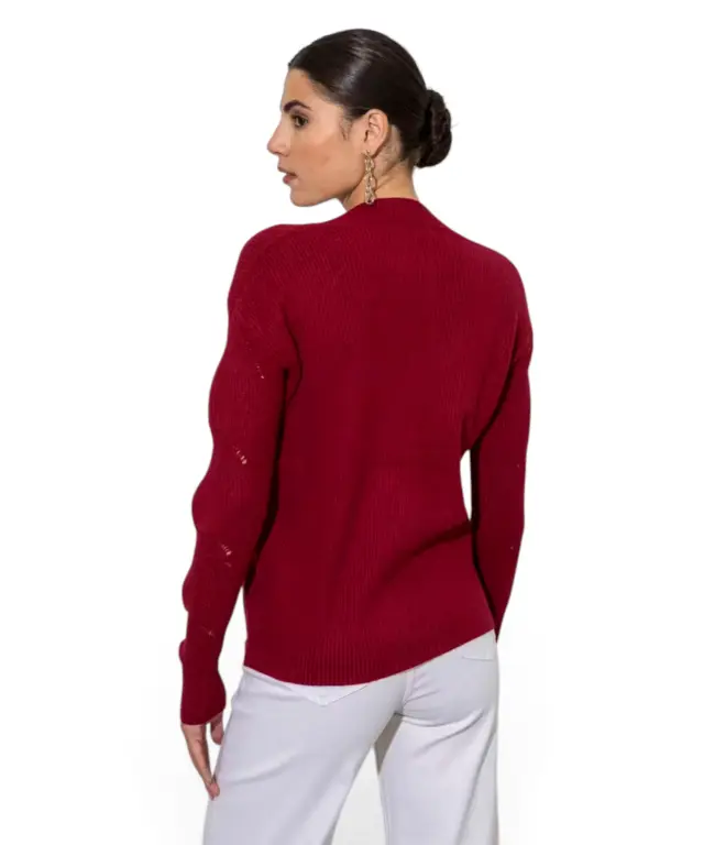 Cento - Πλεκτή μπλούζα ribbed 1003012-306 Μπορντό - OneSize 2