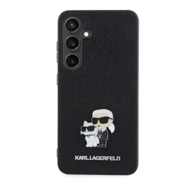 Karl Lagerfeld PU Saffiano Metal Karl and Choupette Case for Samsung Galaxy S24 Black 3