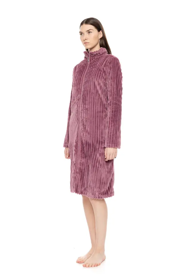 W1671 - Elephant Grey - ROBE ZIPPER FLEECE STRIPE - S 2