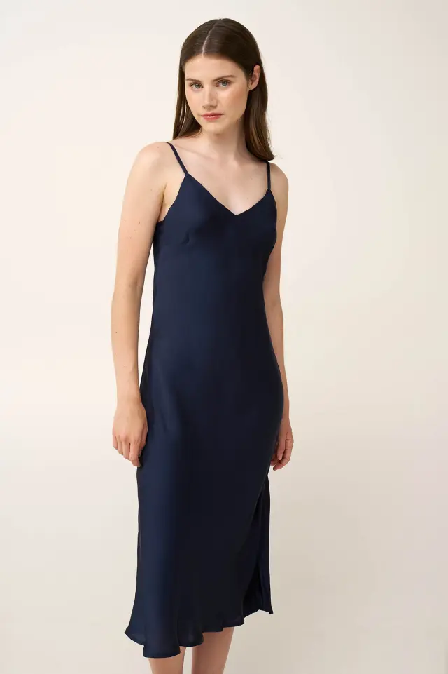Σατέν Νυχτικό με Τιράντες Vamp 24175 BLUE BLAZER