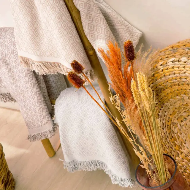 Ριχτάρι Βαμβακερό Διθέσιο Ikat Γκρι 180 x 250 cm Γκρι 180 x 250 cm 2