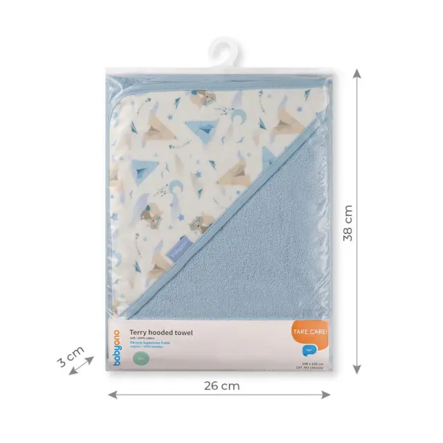 Πετσέτα με Κουκούλα Terry 100x100cm Babyono Blue 1552/02 2