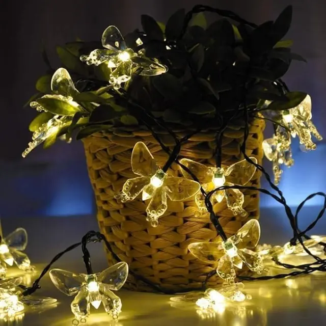Ηλιακή γιρλάντα φωτισμού LED - Πεταλούδα - 5m+1m - 20D - 152837 - Warm White 2