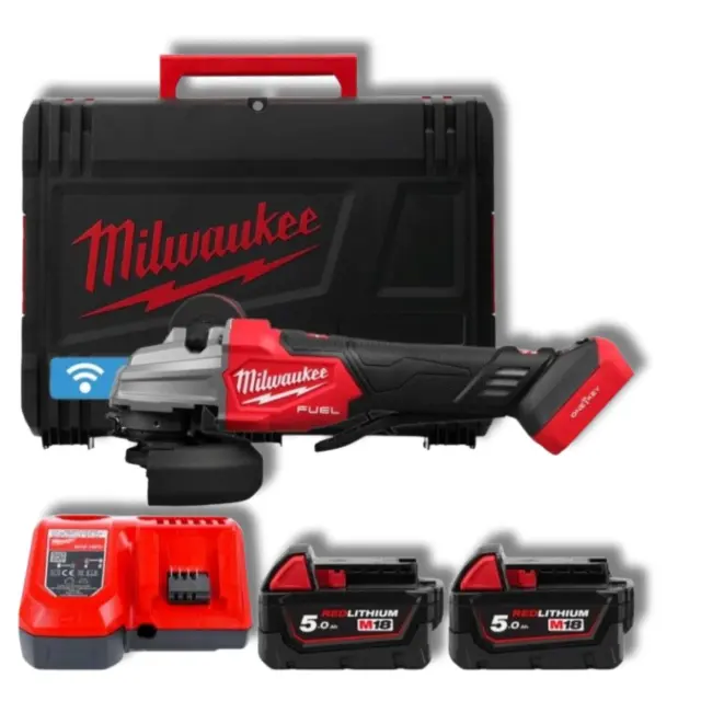 Milwaukee 4933493553 - Γωνιακός Τροχός Μπαταρίας M18 FSAGSVO125X-502X FUEL MW με HD Box Μεταφοράς, Φορτιστή + 2 Μπαταρίες 5.0Ah (2×5.0Ah)