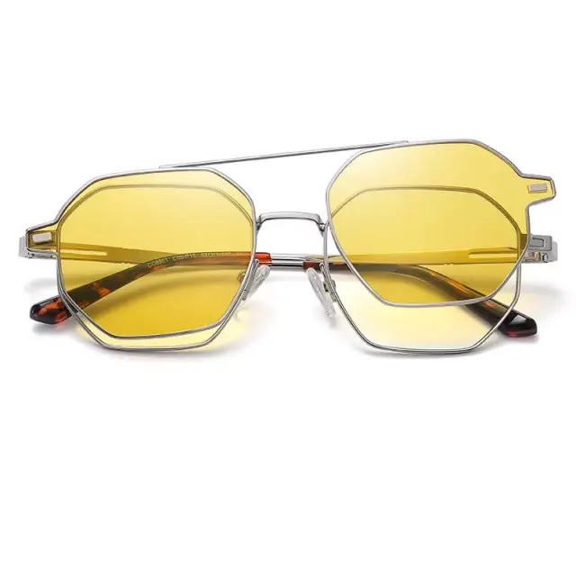 Ghetto Hexagon Sunglasses Polarized + Reading Silver Frame Unisex 3