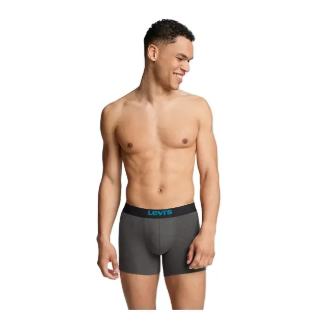 Levi's Ανδρικό Boxer Solid Basic Organic Cotton - Διπλό Πακέτο, Χρώμα Grey-Ocean 2