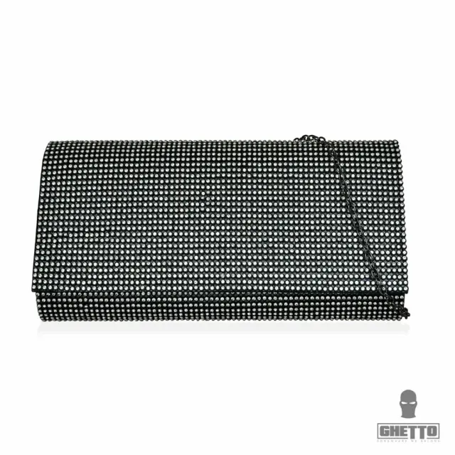 Ghetto Crystal Embellished Clutch | Statement Evening Chain Bag