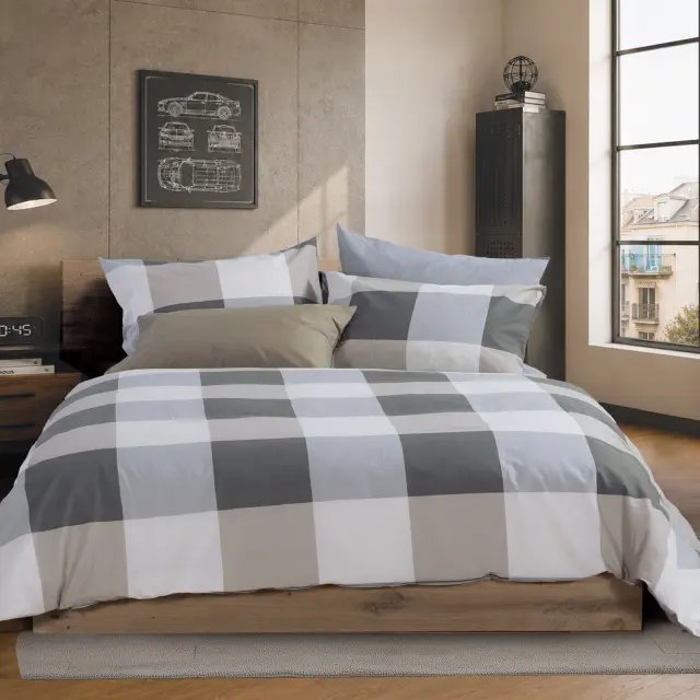 ΣΕΤ ΠΑΠΛΩΜΑΤΟΘΗΚΗ ΥΠΕΡΔΙΠΛΗ CASUAL CHECK 240Χ230 NEF-NEF HOMEWARE, 100% ΒΑΜΒΑΚΙ - GREY (038225) 2