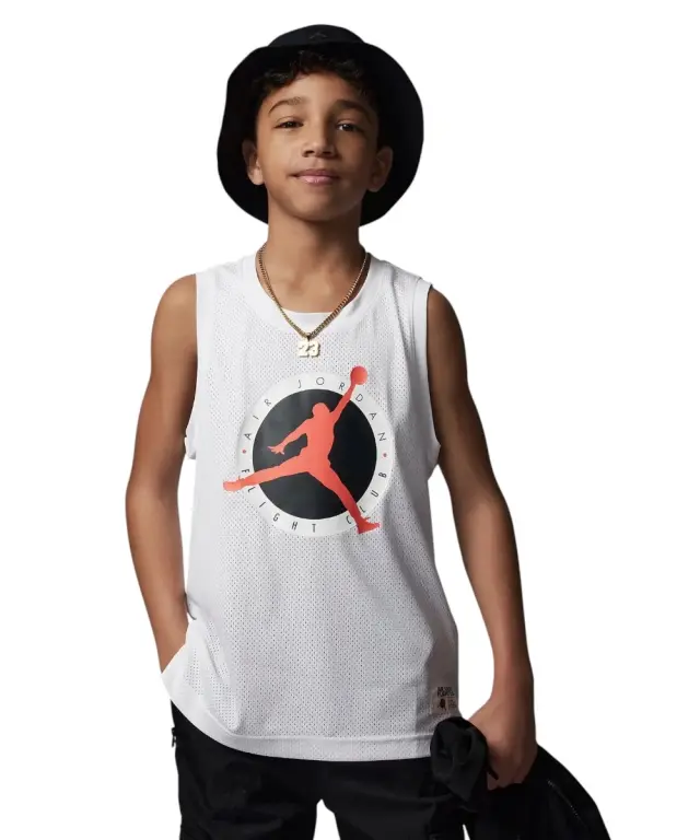 Jordan - Παιδική Αμάνικη Μπλούζα Mj Flight Mvp Mesh Tank 95C341-001 Λευκό - 8-10 ετών