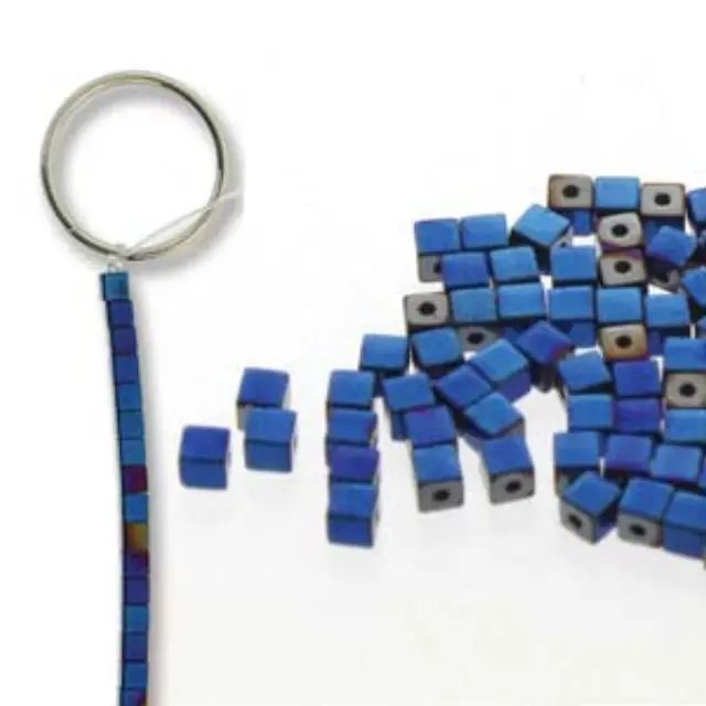 Χάντρα Αιματίτης Blue - Cube 1x1mm ~150τεμ