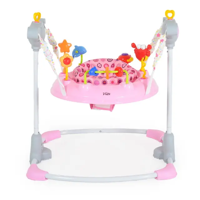 Moni Jumper Vista Παιχνίδι Στήριξης Τραμπολίνο με Περιστρεφόμενο Κάθισμα 360° Ροζ 6+ Μηνών