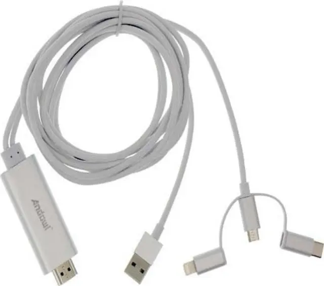 Andowl Regular USB to Lightning / Type-C / micro USB Cable Λευκό 2m (QY-A8)